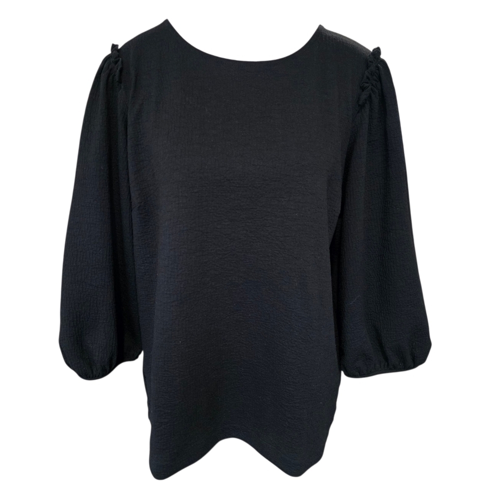 Ann Taylor Black 3/4 Sleeve Blouse Size Medium
